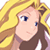 Pixelated 50x50 AIM buddy icon featuring a close-up of a character with long blonde hair and blue eyes, rendered in low-resolution pixel art style.