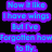 Pixelated text blocks in blue and red on black background, arranged in a with three and two