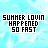 identical pixelated text icons on a light blue background, each displaying 'SUMMER LOVIN' HAPPEDED SO FAST' with varying letter color changes
