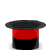 A 7-frame animated contact sheet showing a red and black top hat with colorful magic effects emerging from its brim across sequential frames.