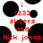 Red pixelated text reading 'i <333 skaters and Nick jonas' over a white background with black circular shapes, static image.