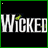 Animated contact sheet showing 25 frames of a black background icon with white text 'WICKED' and green pixelated effects including hearts, dots, and lines.