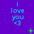 identical blue text icons on a purple background, each displaying "i love you <3" with scattered green plus and X symbols