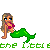 Pixelated mermaid icon with green tail, pink bikini top, long brown hair, blue eyes; text 'the little mermaid' below in blocky green letters.