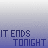 Animated sequence of 'IT ENDS TONIGHT' text with evolving dark blue symbols on gradient background.