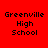 Red background with four identical pixelated text blocks reading 'Greenville High School' in black.