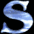 nine stylized 'S' characters with a blue and white cloud-like texture on a black background, with one replaced by a solid gray square
