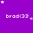 Purple background with white and light purple stars, repeated 'brad<33' text in pixelated font across the