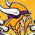 Pixelated static icon of a Viking mascot with orange hair, white horned helmet, and purple headband against yellow background.