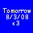 Blue background displays four identical pixelated text blocks with 'Tomorrow 8/3/08 <3' in white, each overlaid by a red horizontal bar that shifts position across observations.