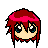 Nine pixel-art character heads arranged in a on gray background, each with distinct hair colors and styles including red, brown, orange, green, purple accents