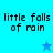 Four blue-tinted display 'little falls of rain' text with a star icon, showing two distinct star colors across the