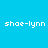 Pixelated text 'shae-lynn' appears in four positions on a bright blue background, each overlaid by dark brown rectangular bars.