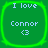 Green square icon with rounded corners and bright green border displaying white text "I love Connor <3" in pixelated font.