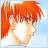 A 48x48 pixel buddy icon featuring a side-profile anime character with orange hair and light skin, paired with a black background displaying "Anime IM" text in white pixelated font above a stylized "cOm" logo.