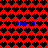 Red background with repeating heart pattern and blue text "Olivia" in two positions, showing animation where hearts shift from black to dark red.