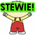 Pixelated cartoon characters with green text banners displaying names, arranged in a with a gray block on the right