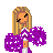 Pixel art cheerleader icon with blonde hair, purple pom-poms, and white shoes; text reads 'Cheer Leader' below.