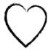 Black and white pixelated heart outline on a transparent background with no internal details or text.