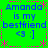 Green background with blue text reading "Amanda is my bestfriend <3 :]" repeated in four quadrants, bordered by pink dashed lines and star-like symbols.