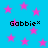 Blue background with pink stars and repeated 'Gabbie*' text in black pixelated font.