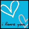 Two side-by-side on a blue background show heart outlines and text; the left has white hearts, the right gray ones