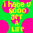 Green background with repeating pink circular shapes and yellow pixelated text reading "i hate u 8000 get a life" in a pattern