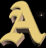 Animated sequence of stylized letter A icons with varying colors and textures against a black background with small white stars.