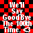 Red and black checkered background with repeated white text "We'll Say Goodbye The 100th Time." and a small heart symbol.