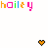 Pixelated text 'hoiley' in rainbow colors with four heart icons appearing and changing color across frames.
