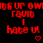 Red pixelated text on black background with two identical mirrored sections, each containing 'hate ur' below a vertical line and heart symbol.