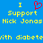 Blue background with yellow pixelated text reading "I Support Nick Jonas" and a red heart symbol, repeated twice horizontally.