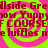 Pixelated text repeats across a bright green and pink spiral background in a static, animated-style image with no visible motion changes.