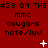 Red background with repeated text and symbols in black, white, and red; three of 'mmc cougars hate/luv' text above animated white plus signs and X marks