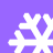 Four white snowflake icons on a solid purple background, arranged in a with no visible animation changes