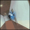 Anime character in black outfit emits blue electrical energy from hands, transitioning from standing pose to close-up with intense expression.
