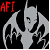 Pixelated static icon featuring a gray bat-like creature with wings and horns against black background, red "AFI" text in top-left corner.