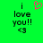 Green background with black text reading "i love you!! <3" and a pink pixelated heart symbol above the left side of the text.