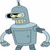 Pixelated cartoon robot character with two visible frames showing different head angles and body posture, labeled "Bender" below the left frame on a white background.