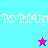 Pixelated text 'TOPIAN' in light yellow on cyan and purple backgrounds with a pink star above and blue star below.