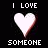 Animated contact sheet of 8 frames showing a heart icon with alternating text "I LOVE" and "SOMEONE" in white and red pixelated font on black background.