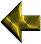 A contact sheet of 19 animated frames showing a golden arrow icon with varying highlights and shadows across its surface, arranged in a 5x4 grid on a gray background.
