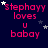 Dark blue background with pink text reading "Stephanyy loves u babay" and scattered white and gray stars, animated to shift star positions.