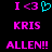 Pixelated text and symbols on black background: 'I <3' with cyan heart, 'KRIS', 'ALLEN!!' in pink.