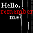 Animated contact sheet of a repeating text-based icon with red and white lettering on black background, showing frame-by-frame variations in the word 'remember' coloration.