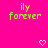 Bright pink background with green text 'ily forever' and pixelated heart symbols in light pink, arranged in a pattern with some hearts missing