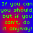 Green pixelated text on a blue and red gradient background repeats four times in a