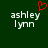 Green background with white text 'ashley lynn' and a red pixelated heart above the left instance of the name.