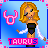 Pixel art contact sheet of six animated frames showing a blonde woman in a black bodysuit with white sleeves against a blue background, each frame featuring the Taurus zodiac symbol and text.