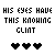 Static image with text 'HIS EYES HAVE THIS KNOWING GLINT' above three heart icons, each showing different color variations of the hearts